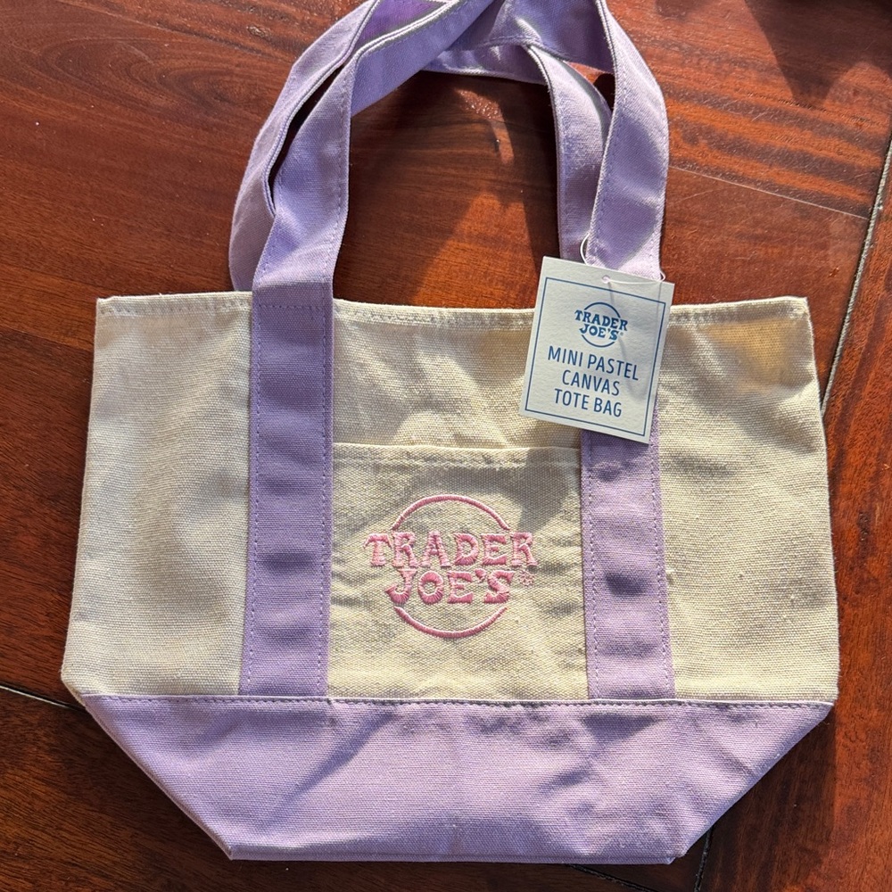 NWT TRADER JOES MINI PASTEL TOTE BAG